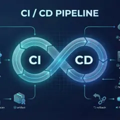 Schemat CI/CD: od commitu, przez build i testy, po wdrożenie na produkcję. Ciągłe integracje i dostarczanie – tak działa nowoczesny rozwój oprogramowania.