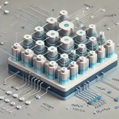 Abstrakcyjny model sieci neuronowej, przypominający architekturę perceptronu wielowarstwowego.