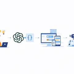 Programista korzysta z ChatGPT API, by stworzyć inteligentnego bota, który komunikuje się z użytkownikami na różnych urządzeniach.