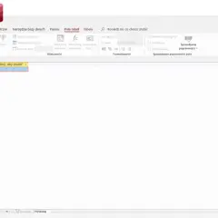 Interfejs programu Microsoft Access do tworzenia i edycji **bazy danych access**. Widoczna jest tabela "Tabela1" z polem "Identyfikator".