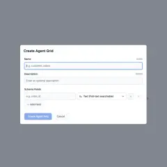 Tworzenie Agent Grid, gdzie można zdefiniować pola schematu, np. `order_id`, dla integracji z api gateway.