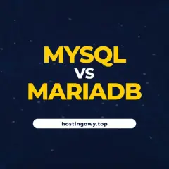 Porównanie baz danych: MySQL vs MariaDB. Grafika z elementami obwodów drukowanych i siecią.