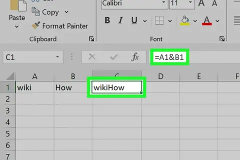 Wpisz formułę =A1&B1 w komórce C1, aby połączyć tekst z A1 i B1. Tak jak dodać wiersz w Excelu.