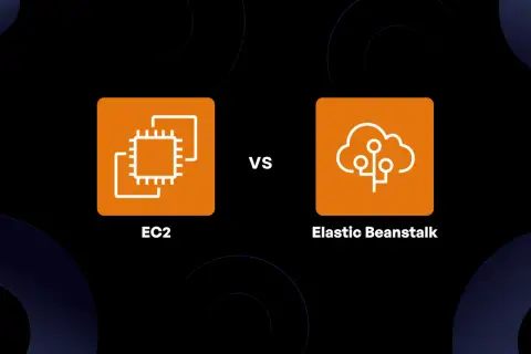 Porównanie EC2 i Elastic Beanstalk. Ikony symbolizują procesory i chmurę.