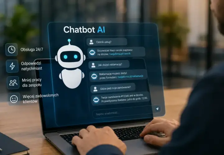 Interaktywna ai aplikacja chatbot pomaga w obsłudze klienta, odpowiada na pytania i usprawnia pracę zespołu.