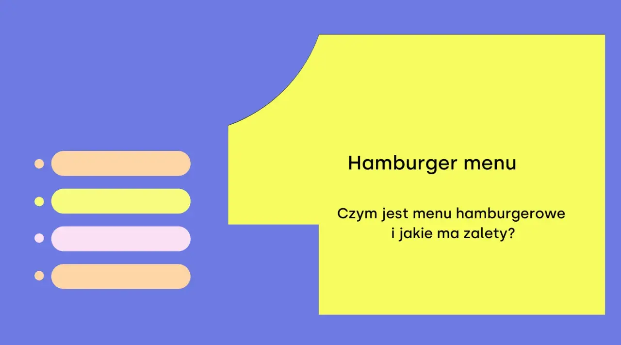 Ikony przypominające kanapki i tekst "Hamburger menu. Czym jest menu hamburgerowe i jakie ma zalety?".