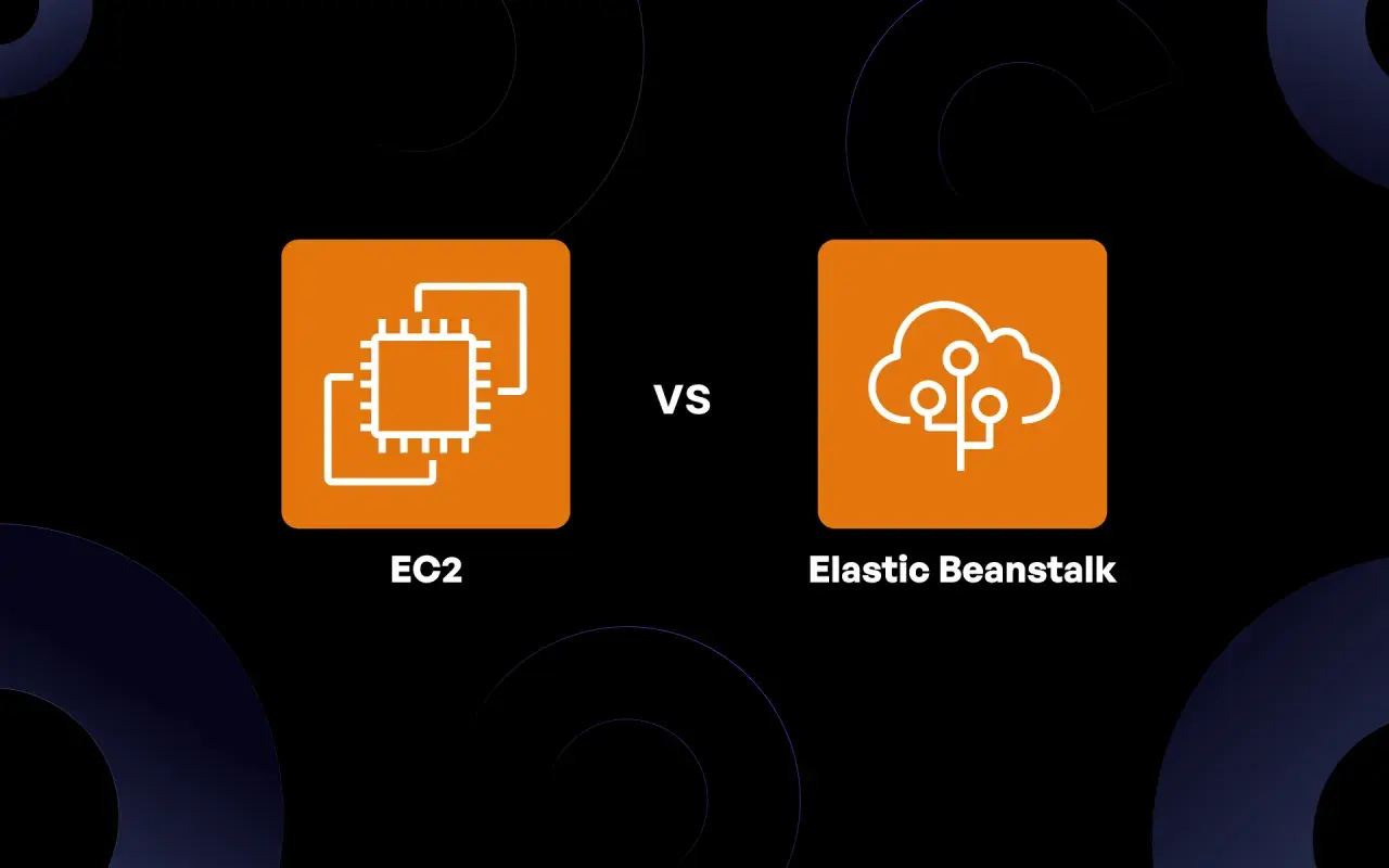 Porównanie EC2 i Elastic Beanstalk. Ikony symbolizują procesory i chmurę.
